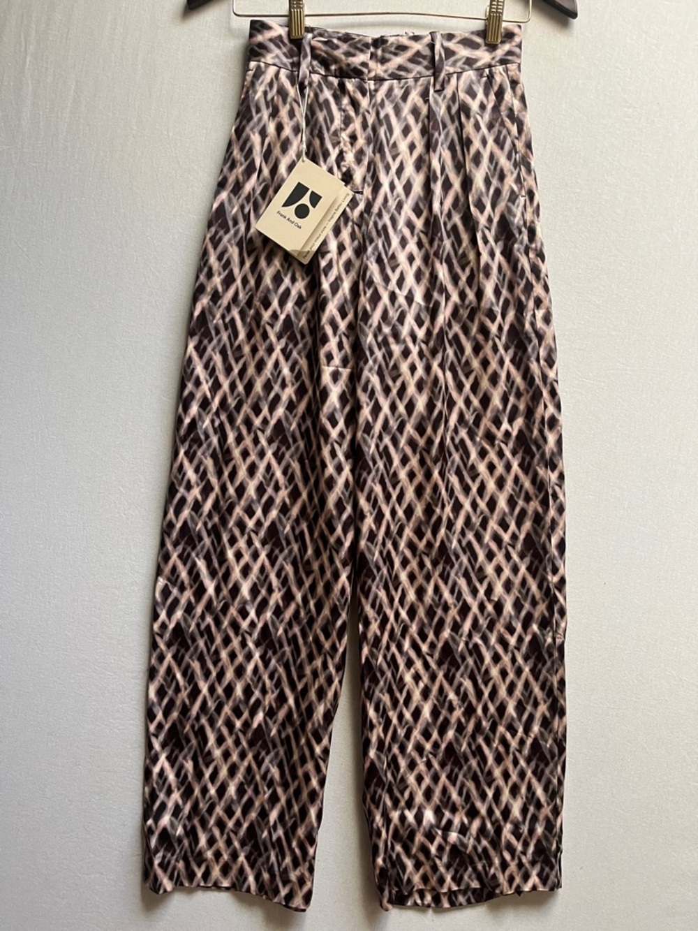 NWT Frank And Oak Emma Wide Leg Pants Geometric High Rise Size 00